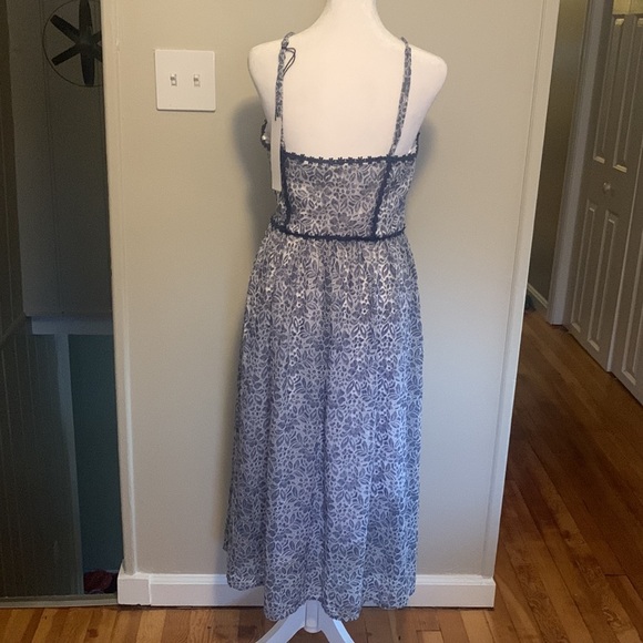 NSR Prairie WHITE & BLUE Floral LACE Tea Party MIDI DRESS - Picture 5 of 10